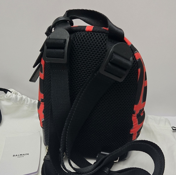 Balmain x Pokémon Logo Print Pikachu Mini Backpack Red Nylon Silver - Picture 3 of 9